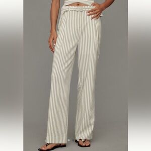 Anthropologie English factory high waisted striped belted pants XS